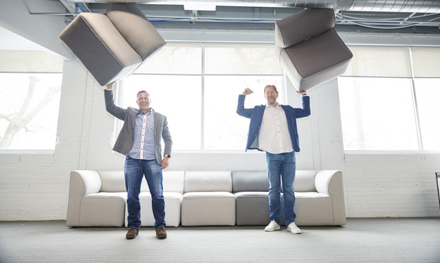 Co-founders of Comfort Research, Matt Jung and Chip George, recognized by Forbes as one of Americas best small companies. Photo credit: Jamel Toppin (PRNewsfoto/Comfort Research)